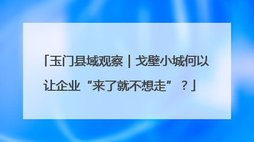 玉门县域观察｜戈壁小城何以让企业“来了就不想走”？