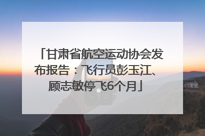 甘肃省航空运动协会发布报告：飞行员彭玉江、顾志敏停飞6个月