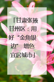 甘肃张掖甘州区：用好“金角银边” 增色宜居城市