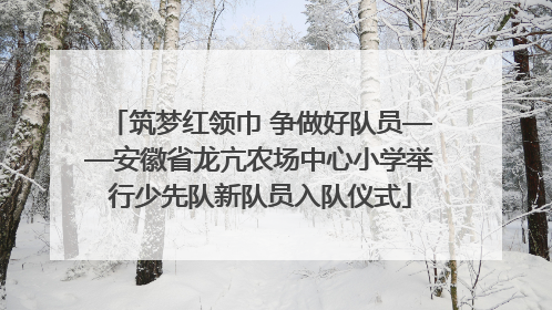 筑梦红领巾 争做好队员——安徽省龙亢农场中心小学举行少先队新队员入队仪式