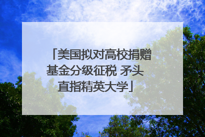 美国拟对高校捐赠基金分级征税 矛头直指精英大学