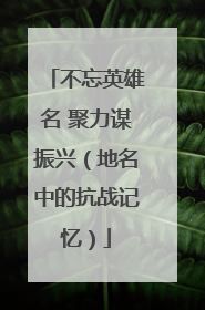 不忘英雄名 聚力谋振兴（地名中的抗战记忆）