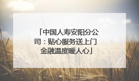 中国人寿安阳分公司：贴心服务送上门 金融温度暖人心
