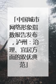 中国城市网络形象指数报告发布，泸州：治理、宜居方面的双优典范