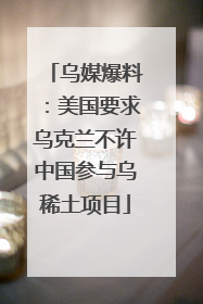 乌媒爆料：美国要求乌克兰不许中国参与乌稀土项目
