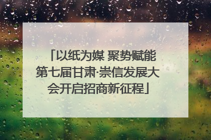 以纸为媒 聚势赋能 第七届甘肃·崇信发展大会开启招商新征程