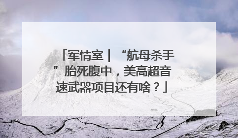 军情室｜“航母杀手”胎死腹中，美高超音速武器项目还有啥？