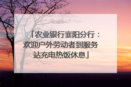 农业银行襄阳分行：欢迎户外劳动者到服务站充电热饭休息