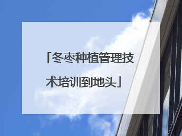 冬枣种植管理技术培训到地头