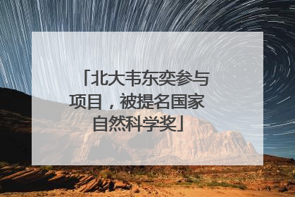 北大韦东奕参与项目，被提名国家自然科学奖
