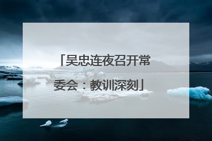 吴忠连夜召开常委会：教训深刻