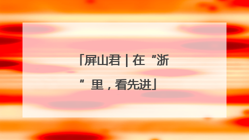 屏山君｜在“浙”里，看先进