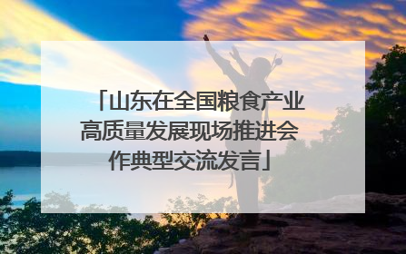 山东在全国粮食产业高质量发展现场推进会作典型交流发言