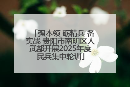 强本领 砺精兵 备实战 贵阳市南明区人武部开展2025年度民兵集中轮训