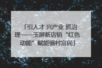 引人才 兴产业 抓治理——玉屏新店镇“红色动能”赋能强村富民