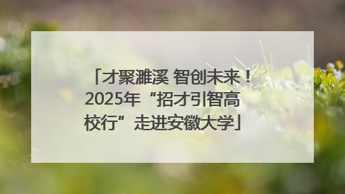 才聚濉溪 智创未来！2025年“招才引智高校行”走进安徽大学