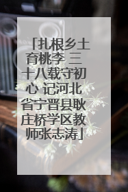扎根乡土育桃李 三十八载守初心 记河北省宁晋县耿庄桥学区教师张志涛