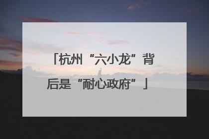 杭州“六小龙”背后是“耐心政府”