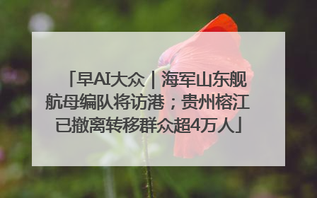 早AI大众｜海军山东舰航母编队将访港；贵州榕江已撤离转移群众超4万人