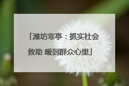 潍坊寒亭：抓实社会救助 暖到群众心里