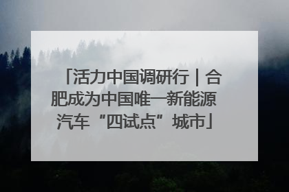 活力中国调研行｜合肥成为中国唯一新能源汽车“四试点”城市