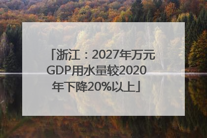浙江：2027年万元GDP用水量较2020年下降20%以上