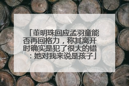 董明珠回应孟羽童能否再回格力，称其离开时确实是犯了很大的错：她对我来说是孩子
