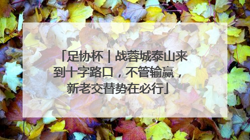 足协杯｜战蓉城泰山来到十字路口，不管输赢，新老交替势在必行