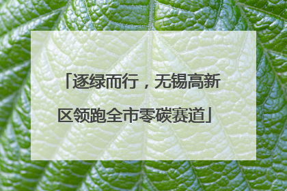逐绿而行，无锡高新区领跑全市零碳赛道