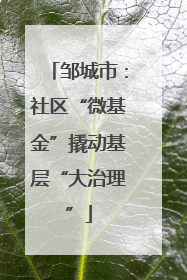 邹城市：社区“微基金”撬动基层“大治理”