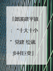 郎溪建平镇：“十大十小”党建 绘就乡村巨变