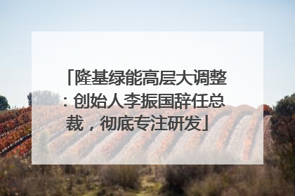 隆基绿能高层大调整：创始人李振国辞任总裁，彻底专注研发