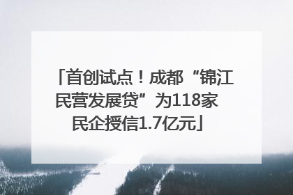 首创试点！成都“锦江民营发展贷”为118家民企授信1.7亿元