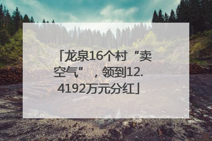 龙泉16个村“卖空气”，领到12.4192万元分红