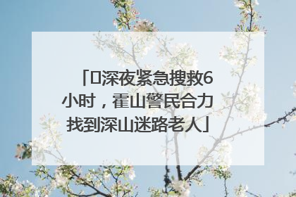 ﻿深夜紧急搜救6小时，霍山警民合力找到深山迷路老人