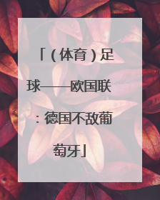 （体育）足球——欧国联：德国不敌葡萄牙