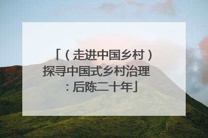 （走进中国乡村）探寻中国式乡村治理：后陈二十年