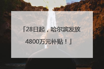 28日起，哈尔滨发放4800万元补贴！